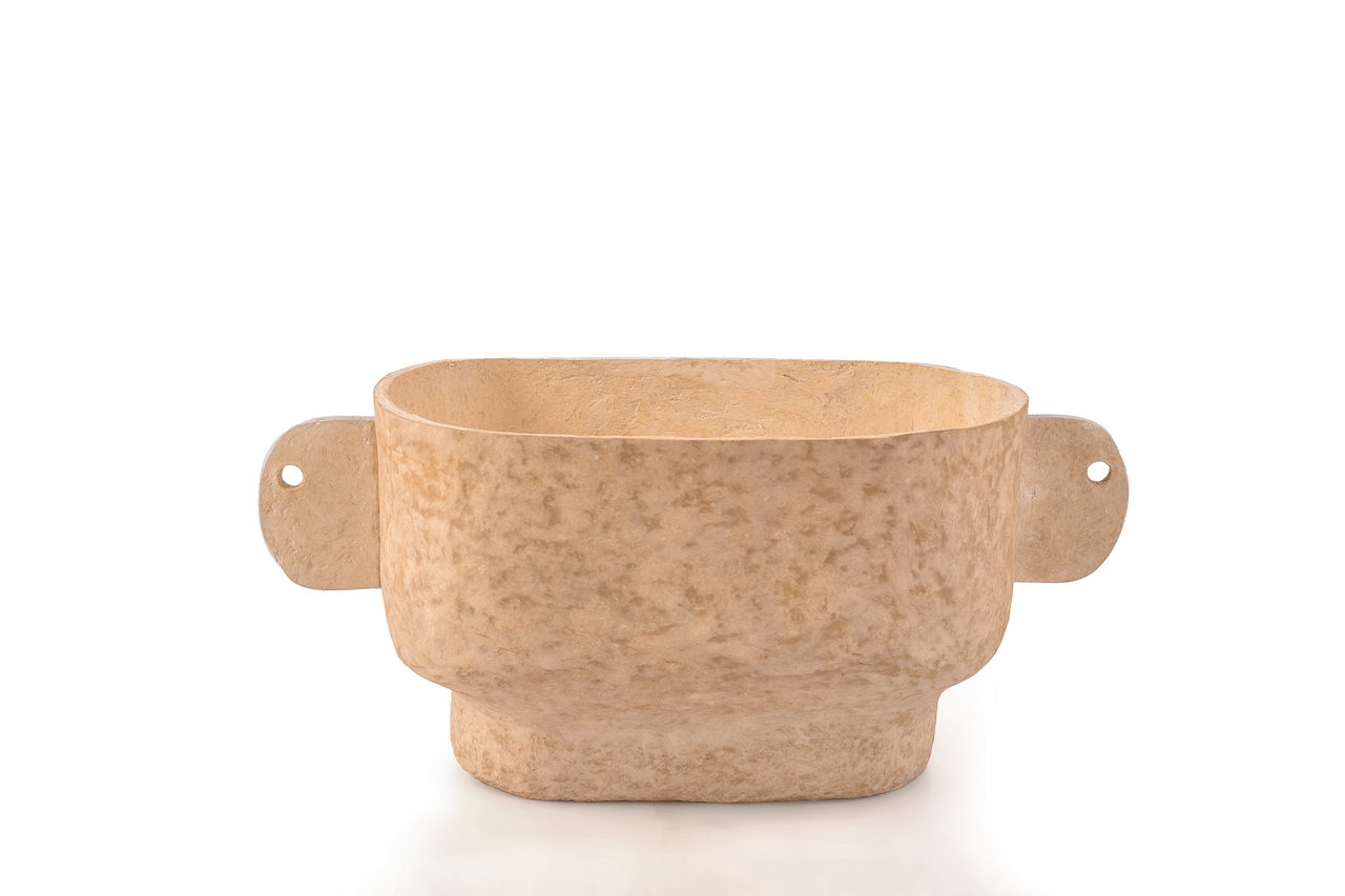 PAPER CLAY VASE DOUBLE ABACA PULP WITH EARHOLE by INDIGENOUS